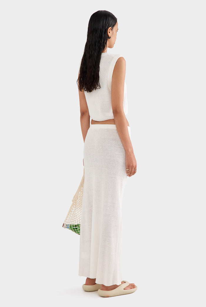 Rib Knitted Skirt - Off White Classic