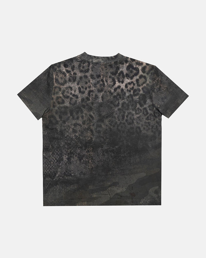 RICH FARMER TEE LEOPARD - washed leopard print tee, back view - Cold Culture
