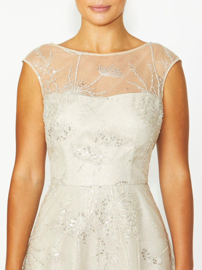 Women's Lace Midi Length Dress in Yellow | Rita