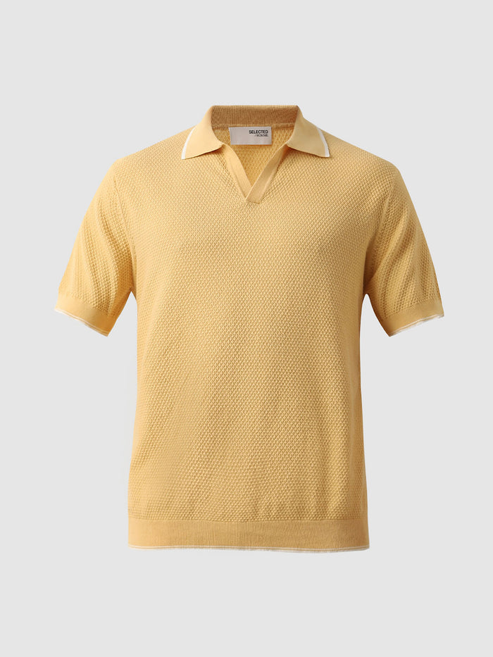 Sand Yellow Knitted Polo T-shirt
