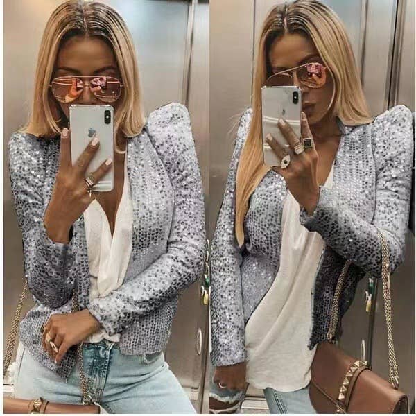 Sequin cropped jacket