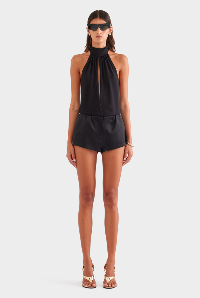 Silk Cotton Mini Short - Black