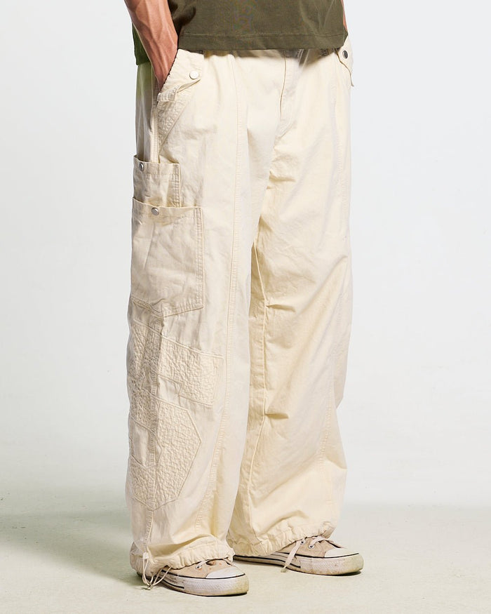 SOLID CARGO PANTS WHITE - off-white cargo pants, front view on male model - Cold Culture