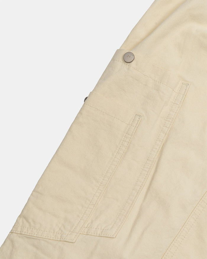 SOLID CARGO PANTS WHITE - off-white cargo pants, detail close-up - Cold Culture