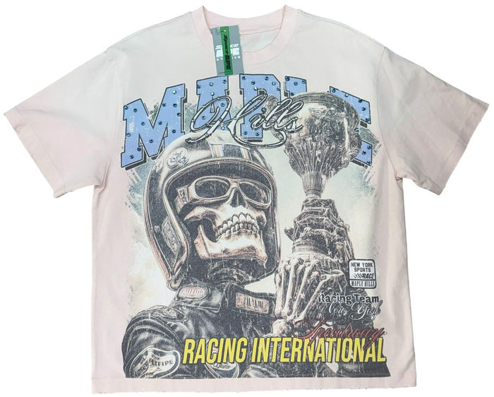 Space Ape Studio- Skull Racing Tshirt - Pink