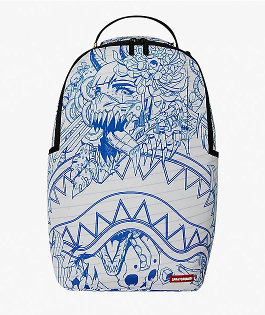 Sprayground - Blue Ink Doodle White Backpack