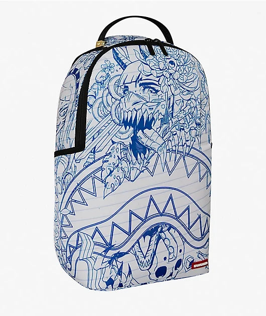 Sprayground - Blue Ink Doodle White Backpack