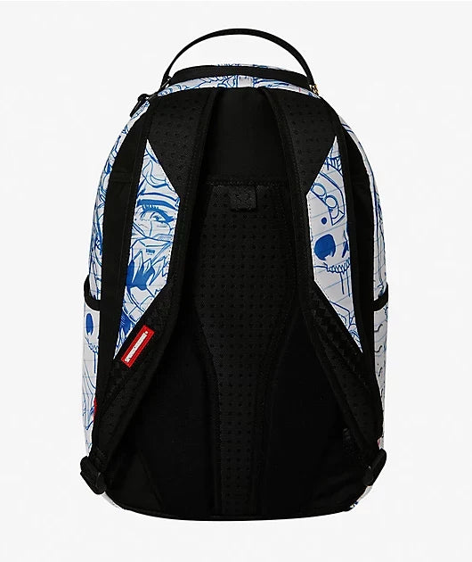 Sprayground - Blue Ink Doodle White Backpack