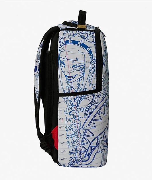 Sprayground - Blue Ink Doodle White Backpack