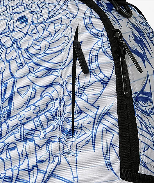 Sprayground - Blue Ink Doodle White Backpack