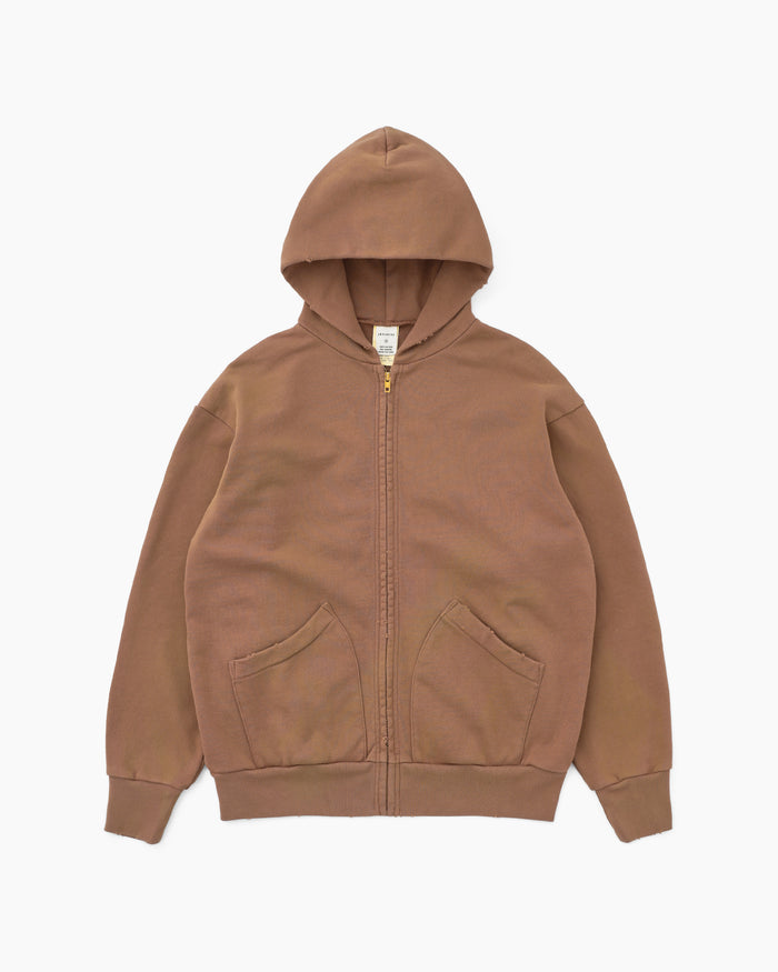 Stained Full Zip Hoodie Brick