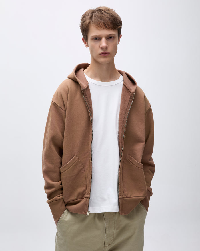 Stained Full Zip Hoodie Brick