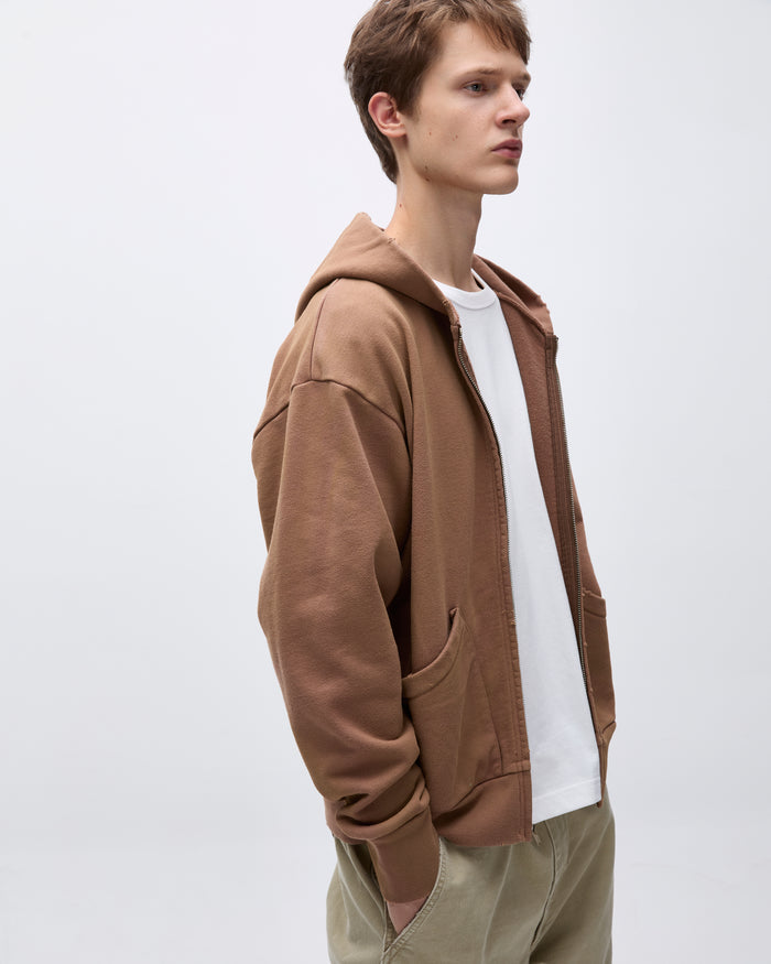 Stained Full Zip Hoodie Brick