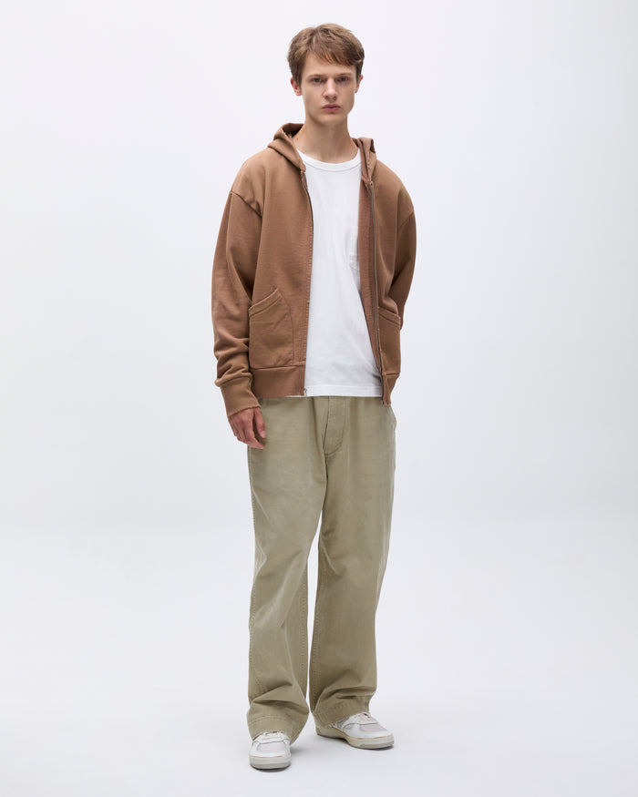 Stained Full Zip Hoodie Brick