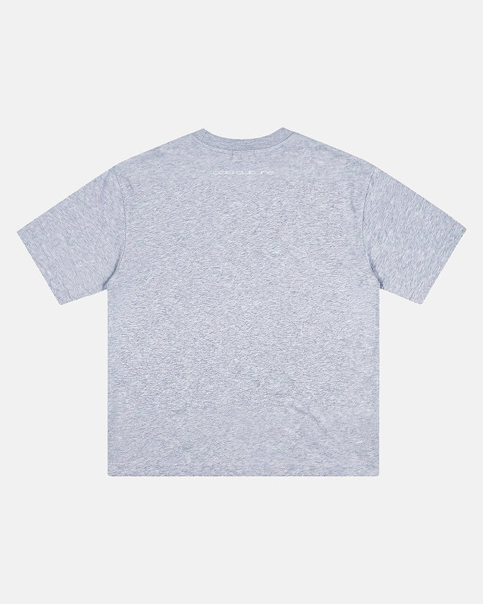 STALLION TEE HEATHER GREY - heather grey graphic print tee, back view - Cold Culture
