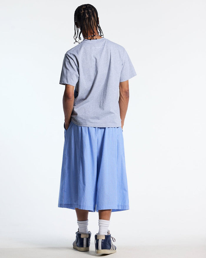 STALLION TEE HEATHER GREY - heather grey graphic print tee, back view on male model - Cold Culture