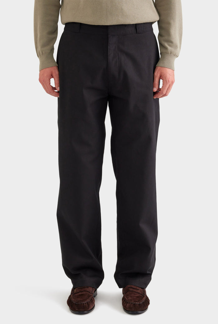 Straight Leg Cotton Canvas Pant - Black