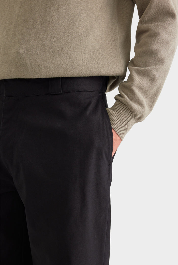 Straight Leg Cotton Canvas Pant - Black