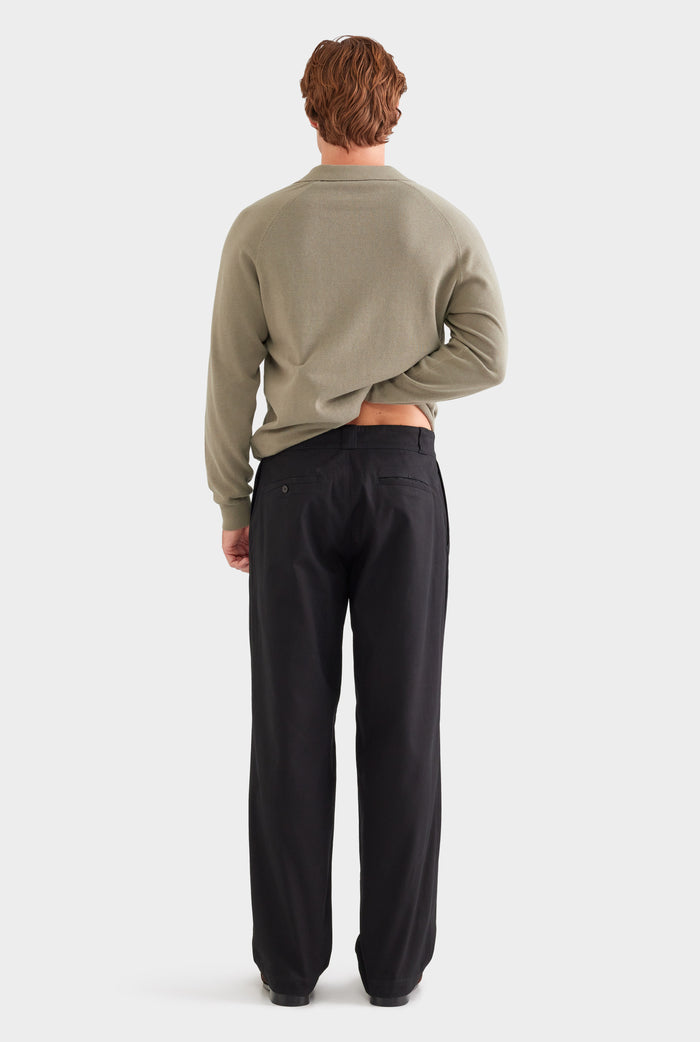 Straight Leg Cotton Canvas Pant - Black