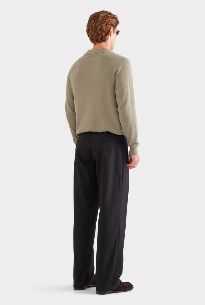 Straight Leg Cotton Canvas Pant - Black