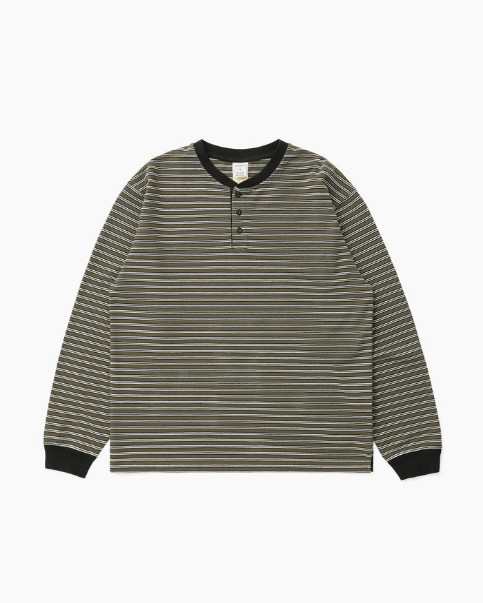 Stripe Henley L/S Tee Olive