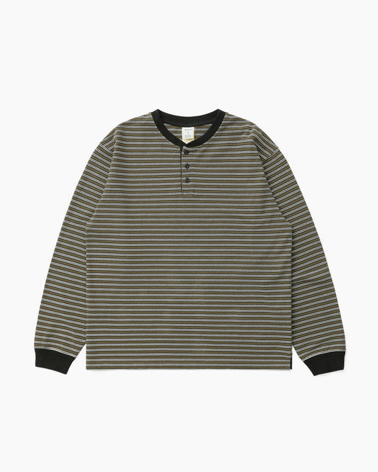 Stripe Henley L/S Tee Olive