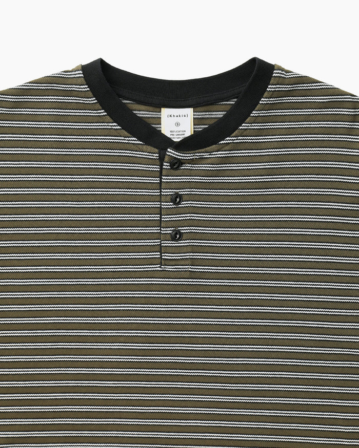 Stripe Henley L/S Tee Olive