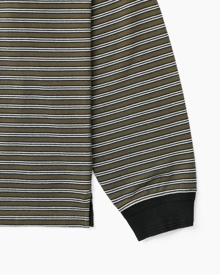 Stripe Henley L/S Tee Olive