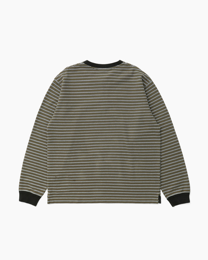 Stripe Henley L/S Tee Olive