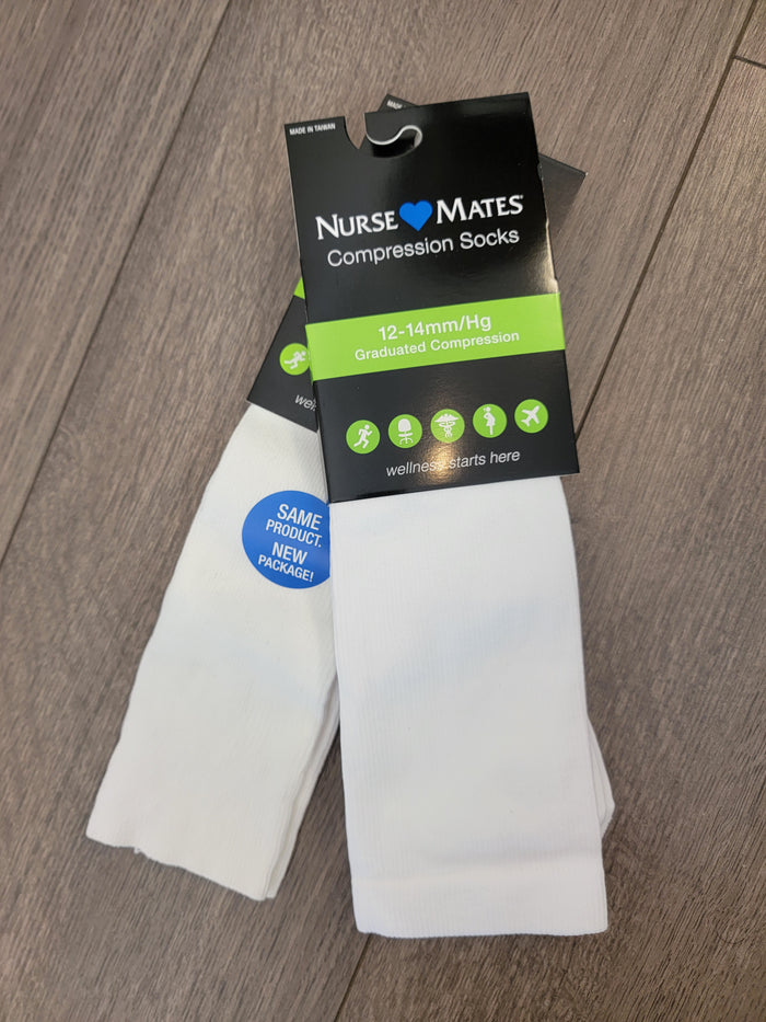 White compression socks.