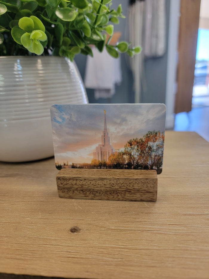 Temple recommend holder with picture of LDS Temple.