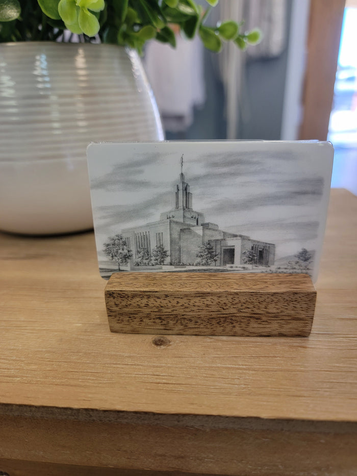 Temple recommend holder with picture of LDS Temple.
