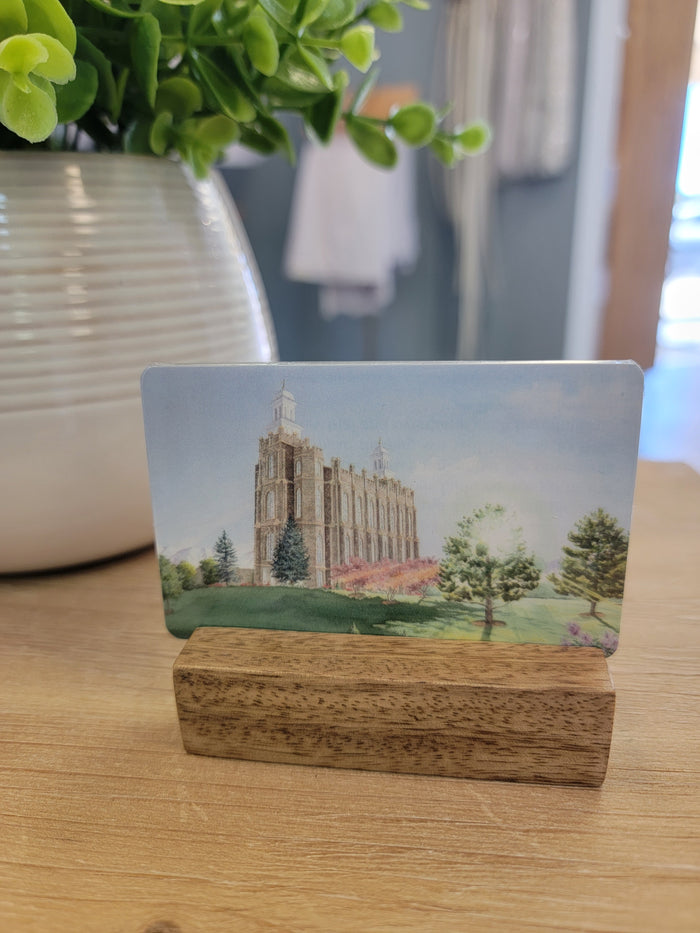 Temple recommend holder with picture of LDS Temple.