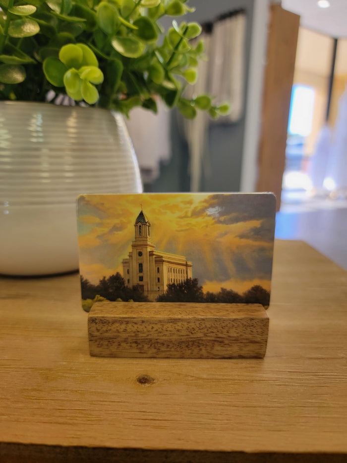 Temple recommend holder with picture of LDS Temple.