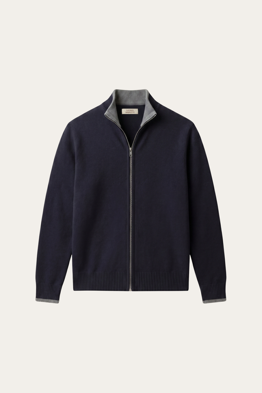 Terenzo Zip Cardigan Navy