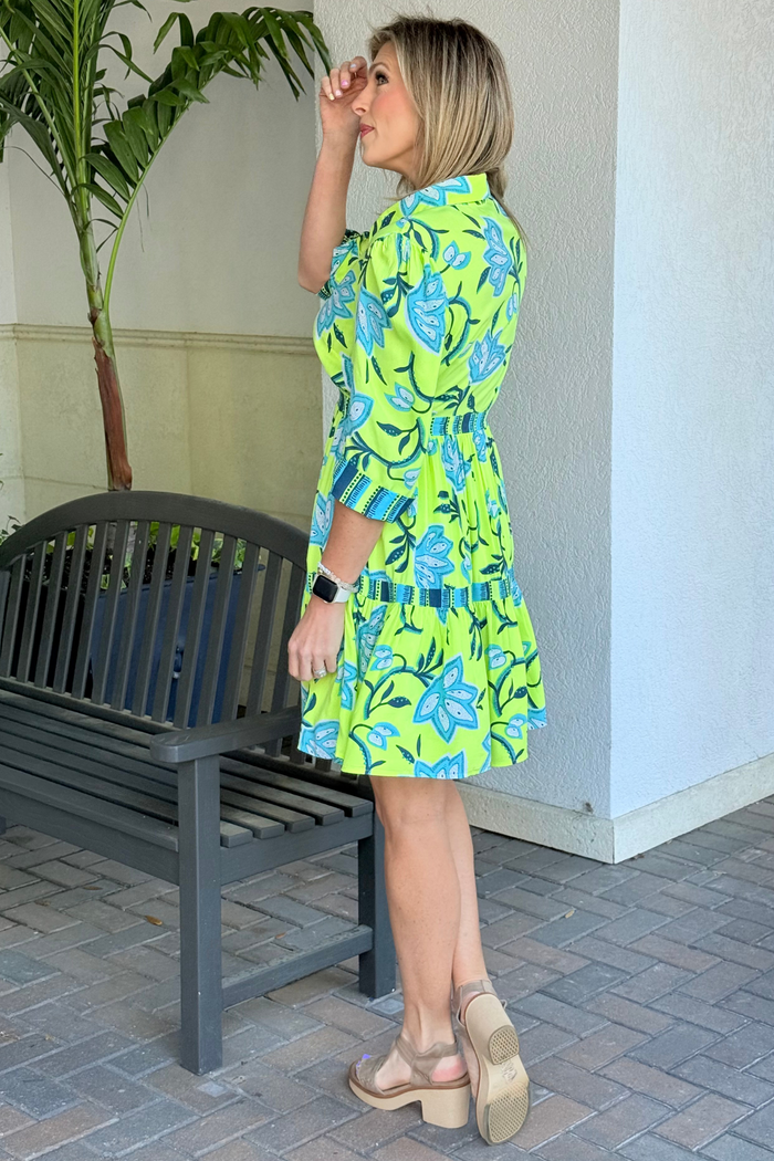 The Del Mar Printed Dress in Lime