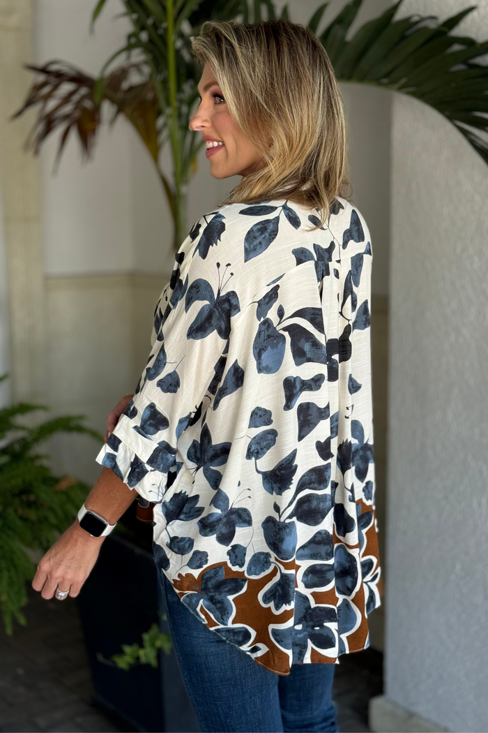 The Falling Into Style Blouse in Charcoal Mix