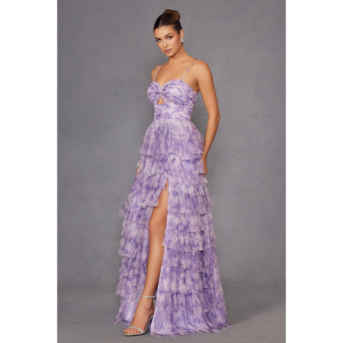 TIERED RUFFLED GOWN