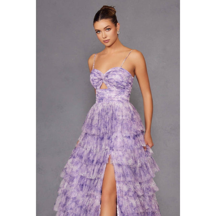 TIERED RUFFLED GOWN