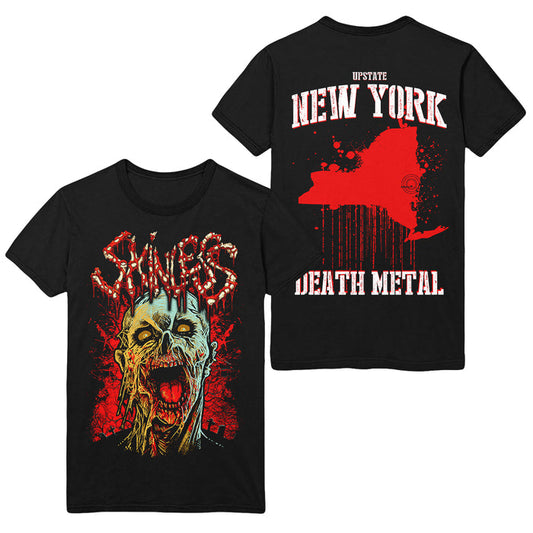 skinless Upstate NY Death Metal Black T-Shirt front and back