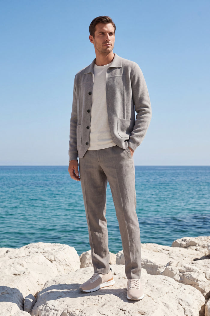Valero Cashmere Cardigan Grey