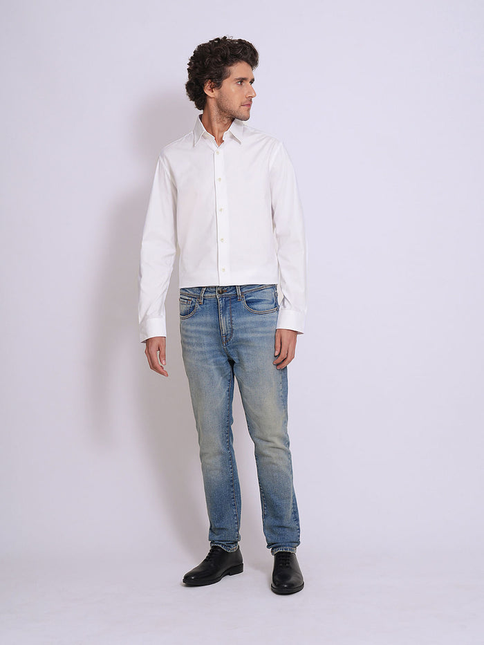 White Cotton Formal Shirt