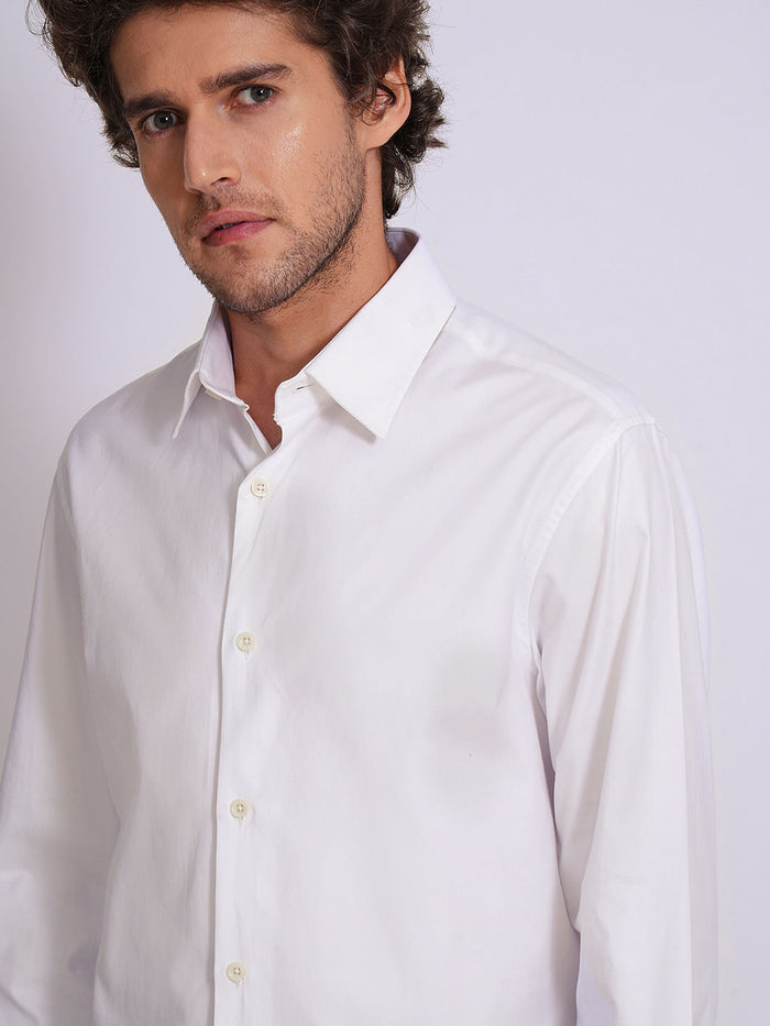 White Cotton Formal Shirt