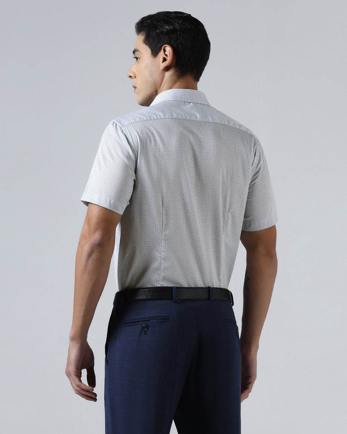 White Half Sleeve Printed Shirt - Andrew