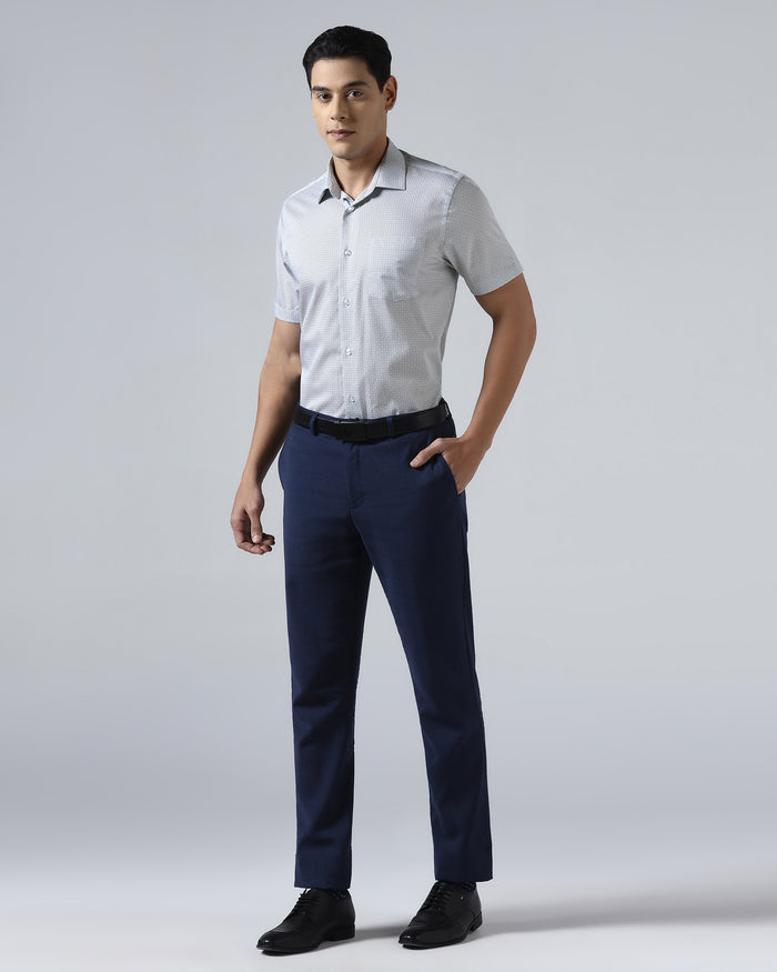 White Half Sleeve Printed Shirt - Andrew