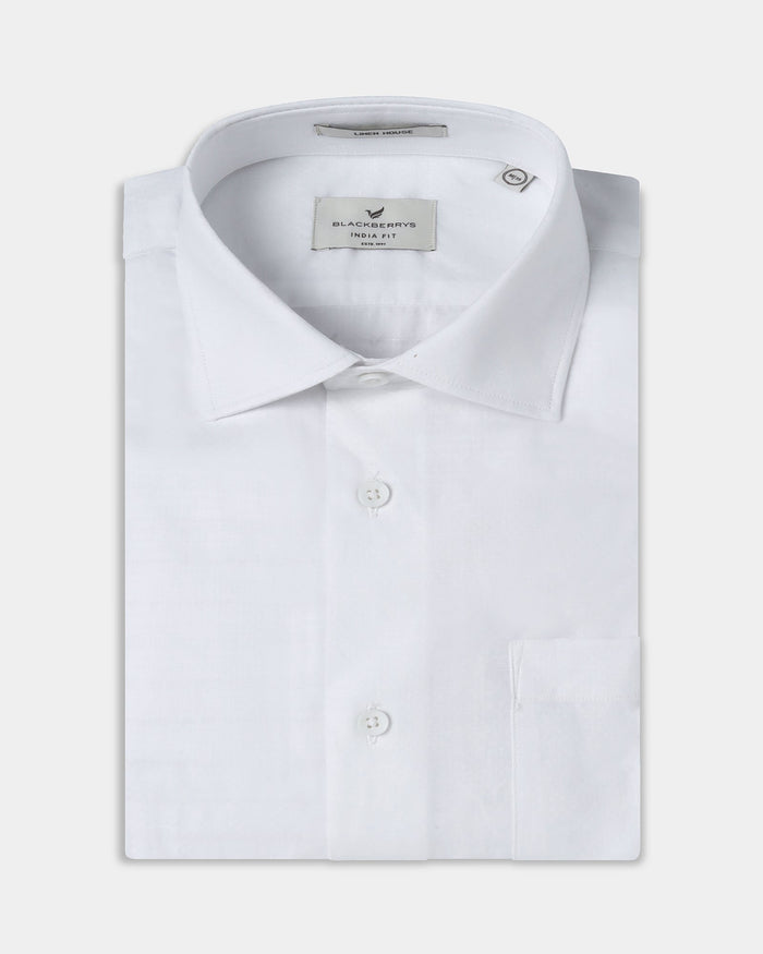 White Linen Textured Shirt - Kross