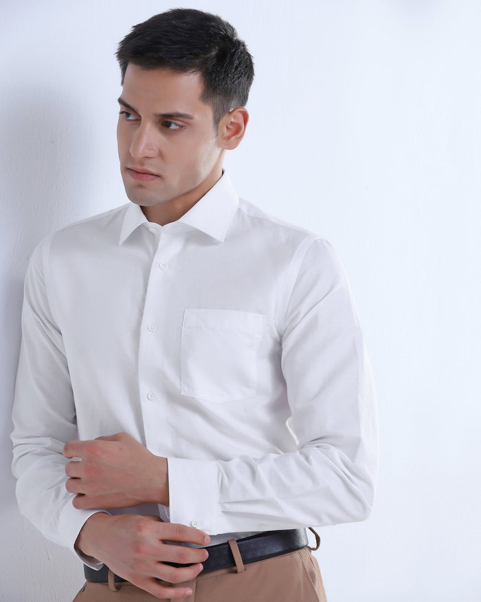 White Linen Textured Shirt - Kross