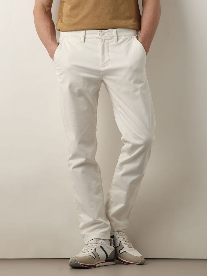 White Mid Rise Slim Fit Chinos
