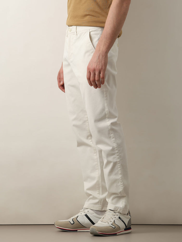 White Mid Rise Slim Fit Chinos