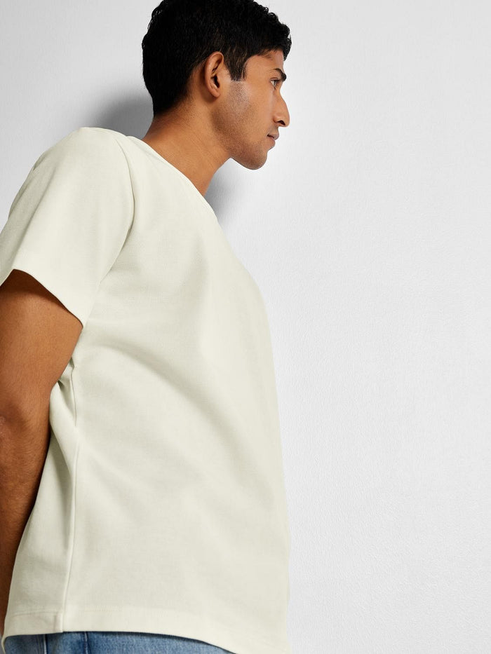 White Pique Crew Neck T-shirt